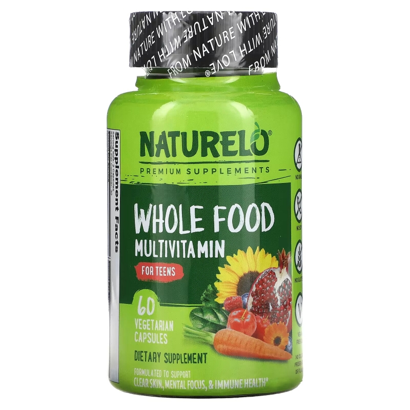 NATURELO, Whole Food Multivitamin for Teens, 60 Vegetarian Capsules