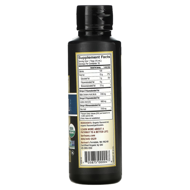Barlean's Льняное масло с высоким содержанием лигнана 100 % натуральный продукт 8 жидких унций (236 мл)