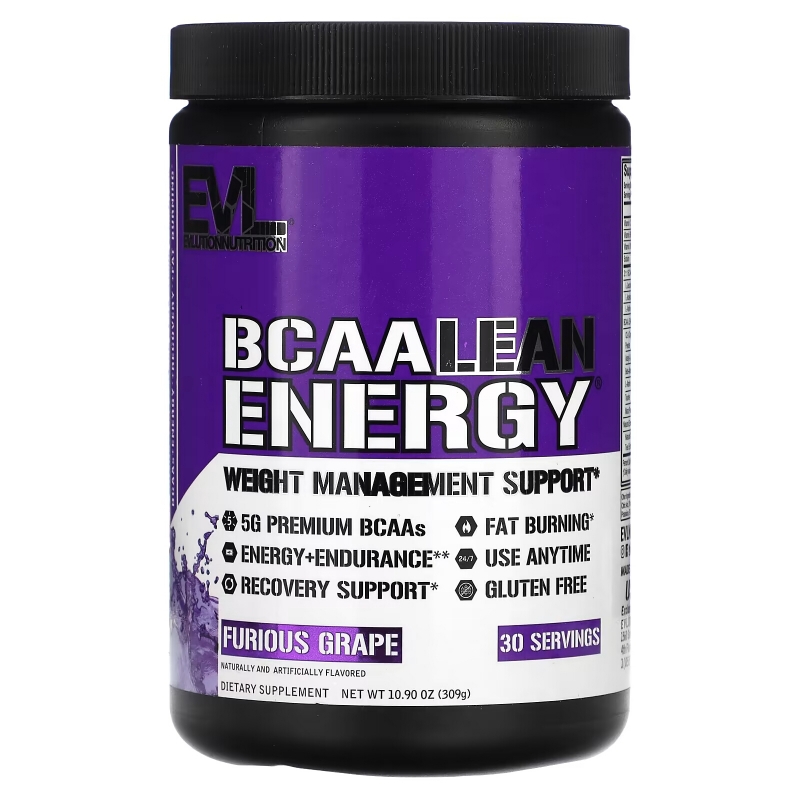 EVLution Nutrition, BCAA LEAN ENERGY, Furious Grape, 10.9 oz (309 g)