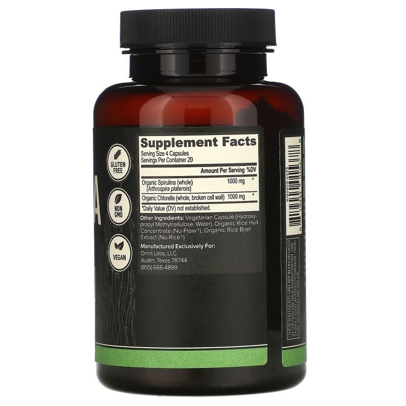 Onnit, Spirulina + Chlorella, 80 Capsules